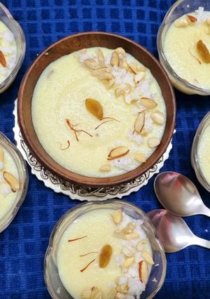 A picture of Ground Rice and Coconut Phirni.
