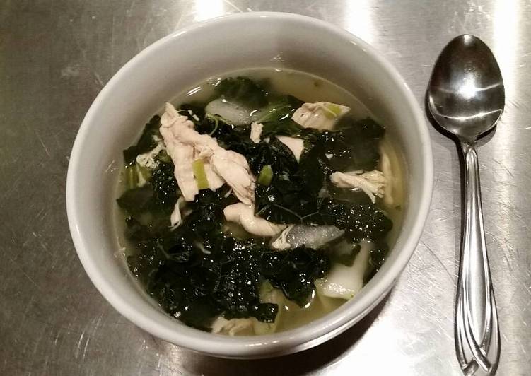 Super Soup Chicken, kale, bok choy soup