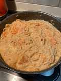 Pasta en salsa de camarones
