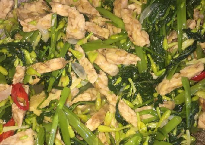 Resep Tumis Kangkung, Bunga Pepaya + Tempe, Lezat Sekali