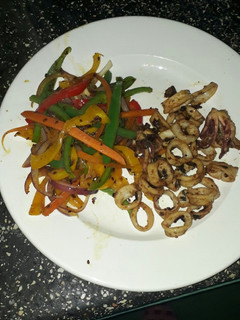A picture of Pan-fried Calamari with Stir Fry.