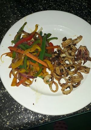 A picture of Pan-fried Calamari with Stir Fry.