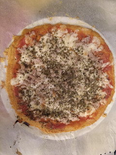 Una foto de Pizza light con base de calabaza