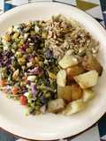 Ensalada verde con pollo y papas