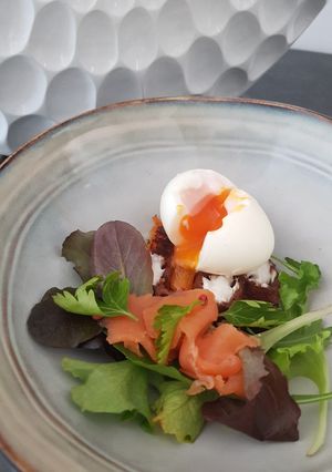 Une photo de #healthy #gaufres patates douces potiron et son oeuf mollet