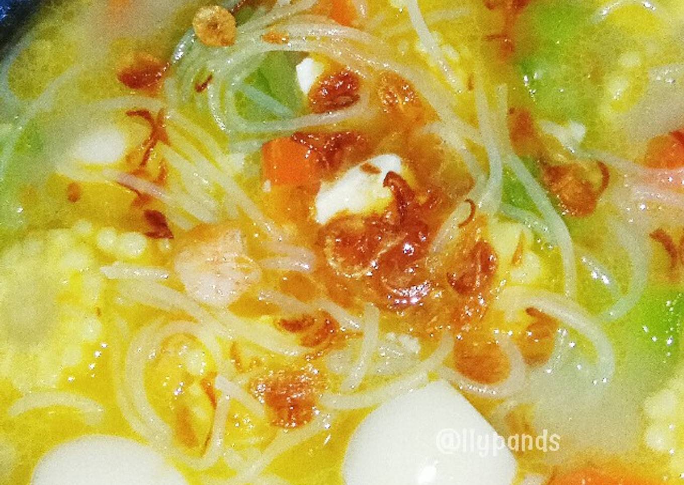 (🍲) Sayur Gambas dengan Bihun, Udang dan Telur Puyuh