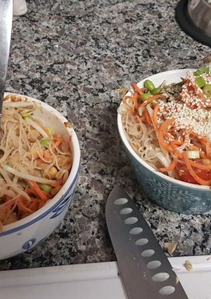 A picture of Veggie Vermicelli Peanut Sauce Noodle Bowl.