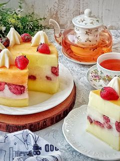 Foto resep Strawberry Shortcake Caramel Cheese Pudding🍰