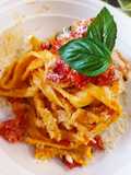 Homemade Fettuccine with Tomato and Basil
