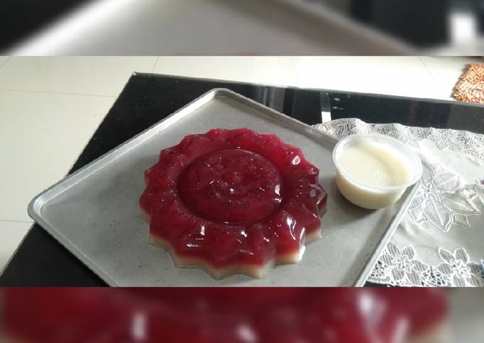 Cara membuat Puding naga lapis susu saus vanilla Cara membuat Puding naga lapis susu saus vanilla