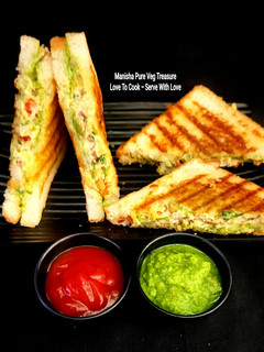 A picture of Chickpeas Hung Curd Salad Sandwich - Kala Chana Dahi Salad Sandwich.
