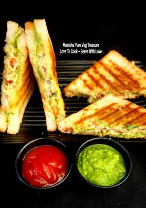 A picture of Chickpeas Hung Curd Salad Sandwich - Kala Chana Dahi Salad Sandwich.