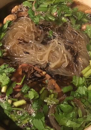 A picture of California Farm Smoked Duck Wild Rice Soup.