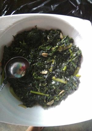 Foto resep Sayur garnison (daun pepaya campur daun ubi jalar)