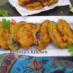 A picture of Monsoon Bites - Beguni (Batter Fried Eggplants - Bengali Style).
