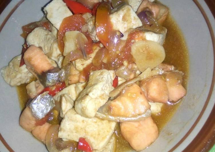 Resep Tumis salmon tahu putih Lezat