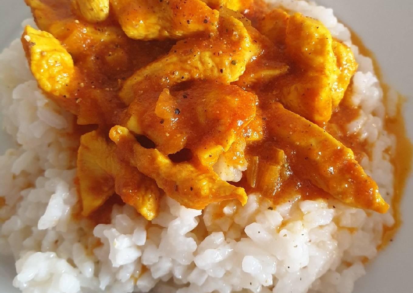 Pavo al curry con leche de coco