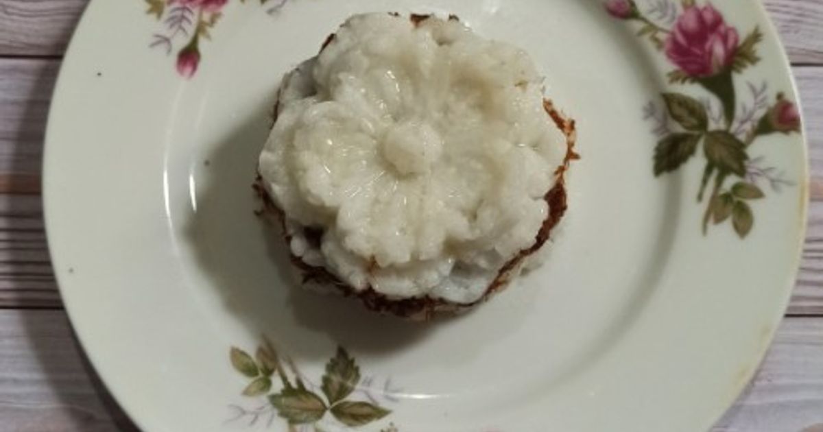 Lontong rice cooker abon rendang sapi