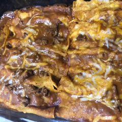 Turkey and cheese enchiladas A picture of Turkey and cheese enchiladas.