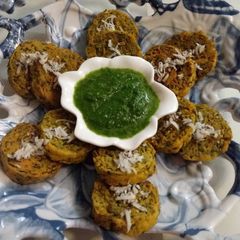 A picture of Kothimbir vadi (coriander vadi).