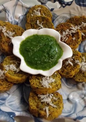 A picture of Kothimbir vadi (coriander vadi).