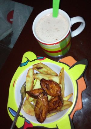 A picture of Tea sweet potato and plantain.