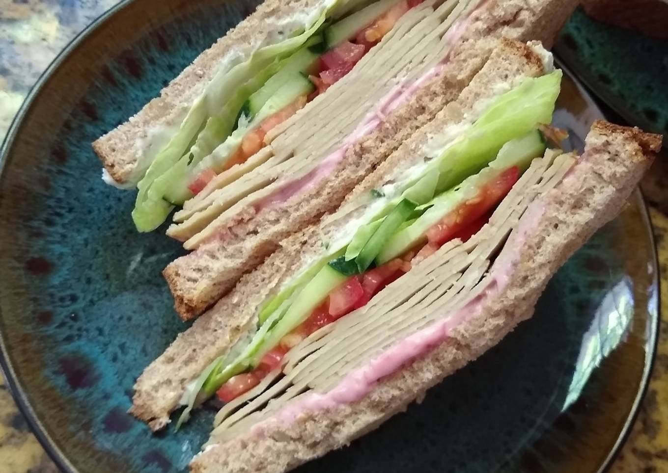 Turkish Vegetarian Club Sandwich