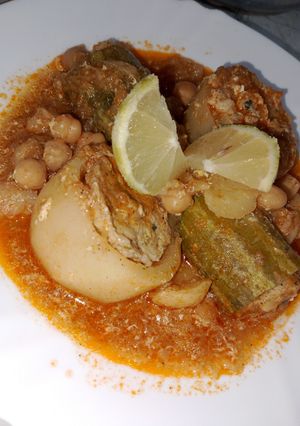 صورة لوصفة 🍲 طاجين الحمص بالكورجات والبطاطا المحشية