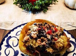 Una foto de Spaghetti squash con pavo 🦃 súper deli (Gluten free y dairy free)