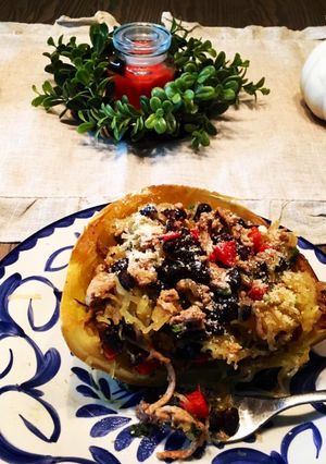 Una foto de Spaghetti squash con pavo 🦃 súper deli (Gluten free y dairy free)