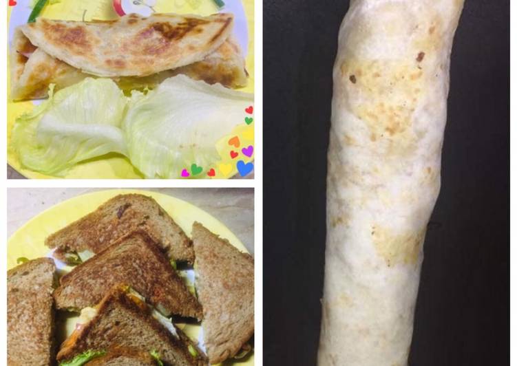 Vegetable sandwich/wrap/paratha roll