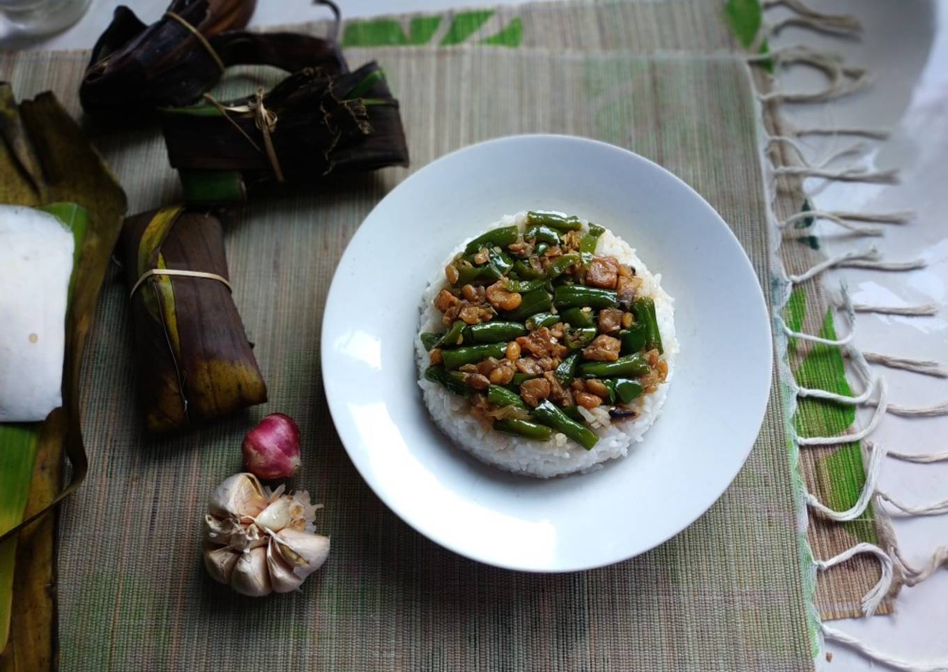 Resep Nasi tim tempe buncis alakadarnya, Enak