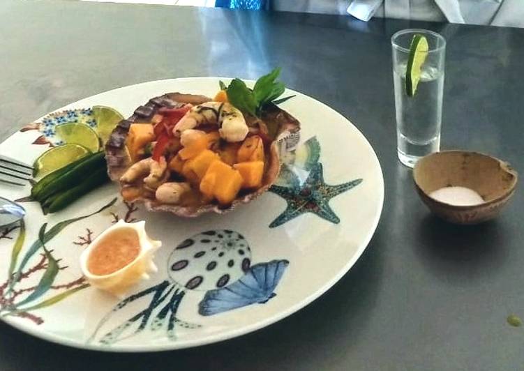 Ceviche de camarón con mango y tequila