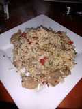 Wok de carne vegetales y arroz