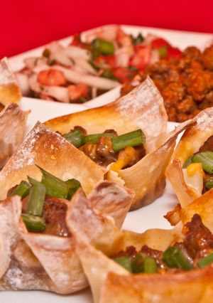 A picture of Bison Won Ton Tacos.