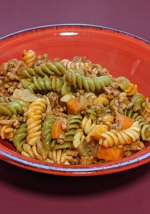 Una foto de Variación de pasta a la boloñesa