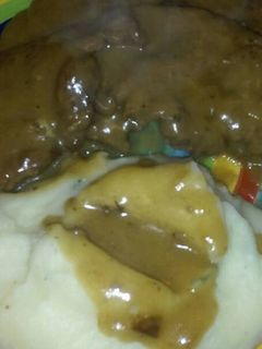 A picture of Liver Onions Homemade Gravy & Mashed Potatoes.