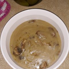 A picture of Liquid Chicken Fat Gravy W/Portabella Mushrooms.