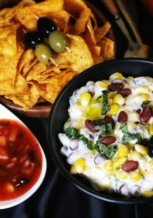 A picture of Cheesy corn beans.