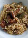 Arroz meloso con costillas, judías y surtido de setas