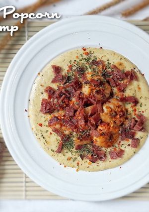 Foto resep Creamy Grits Popcorn with Shrimp #HariGiziNasional2019