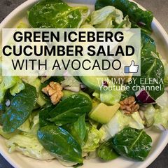 A picture of Green Iceberg Cucumber Salad with Avocado l Vegan Salad l Easy & Healthy Salad Recipes.