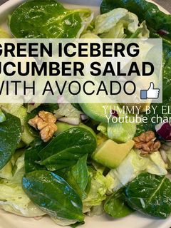 A picture of Green Iceberg Cucumber Salad with Avocado l Vegan Salad l Easy & Healthy Salad Recipes.