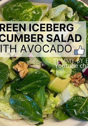 A picture of Green Iceberg Cucumber Salad with Avocado l Vegan Salad l Easy & Healthy Salad Recipes.