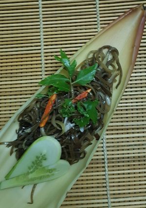 Hình của món Hoa chuối xào tỏi.