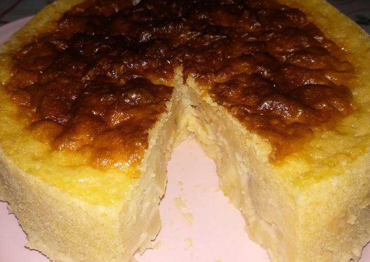 Tarta puding, manzana, plátano y limón