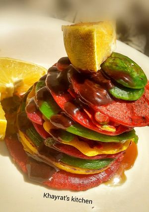 A picture of Rainbow mini pancakes.