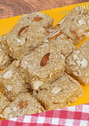A picture of Sankranti Special Kesar Til Mava Barfi Recipe.