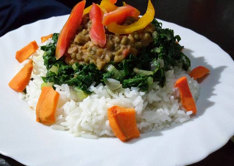 Simple Way to Prepare Ultimate Rice with ndengu and buttered spinach