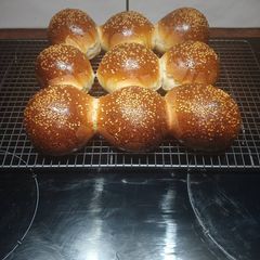 A picture of Half Brioche Half Sourdough Burger Buns.